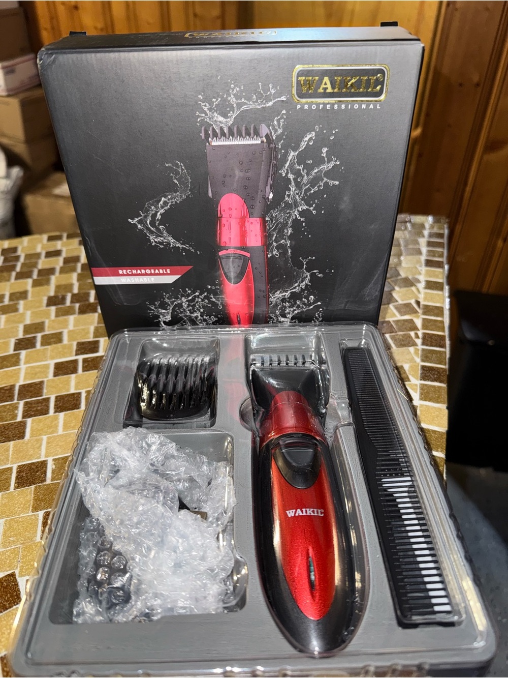 Waikil Men's Rechargeable Hair Clipper - Metallic Red